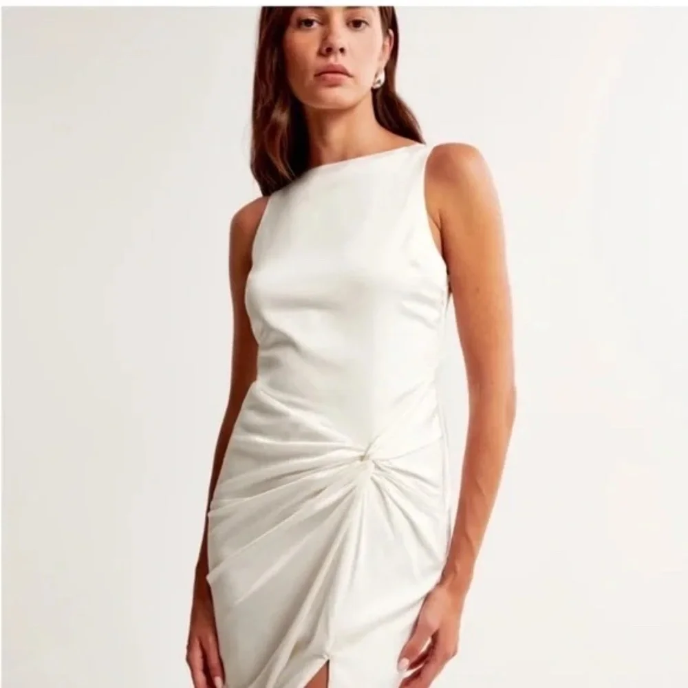 Abercrombie Satin Draped Skirt Maxi Dress White 45708